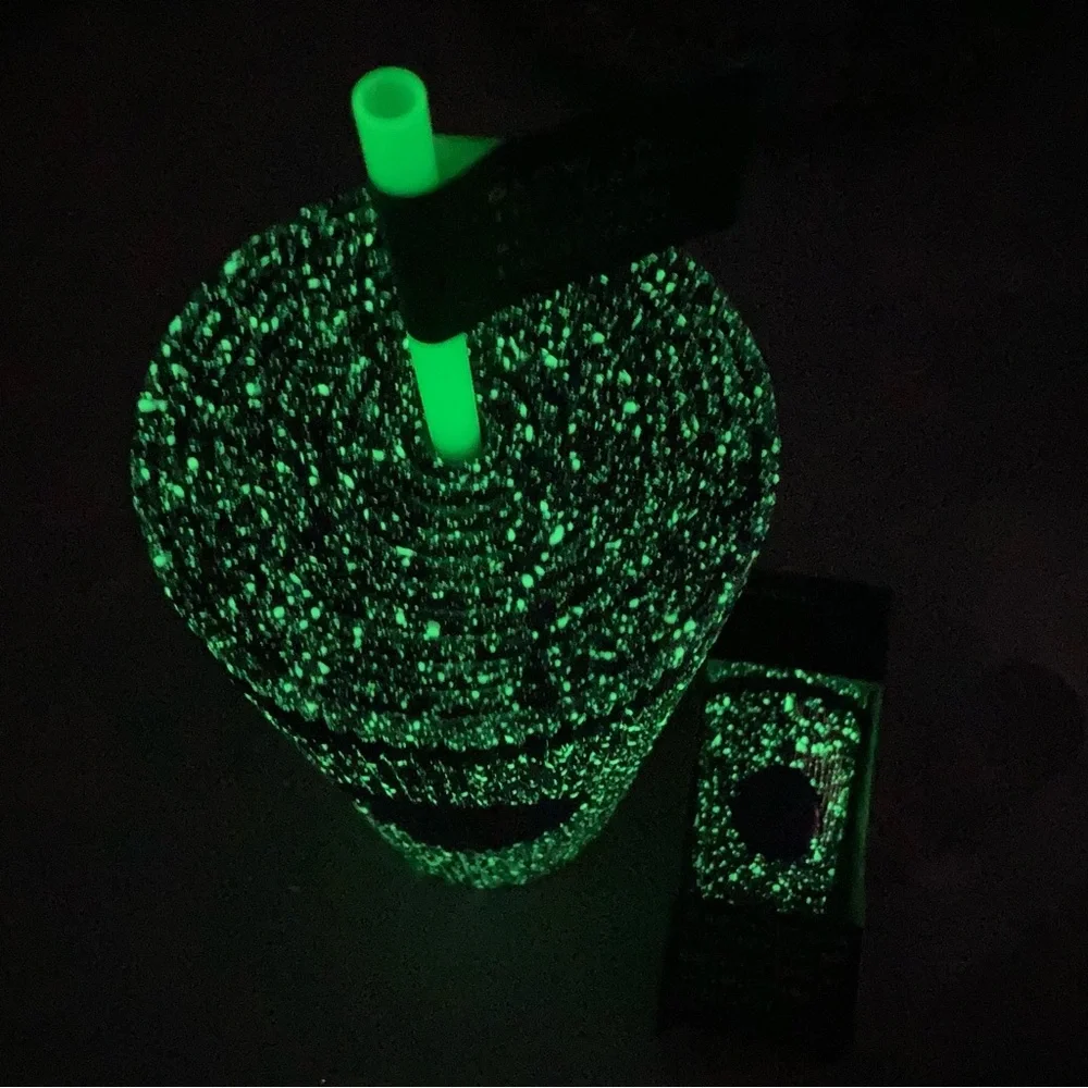 Starbucks Tumbler + Keychain 2024 Fall Halloween Pleated Glow in Dark 16oz Cup
